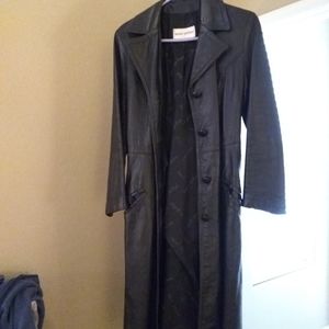 Black leather coat midi